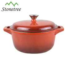 Red Round Cast Iron Casserole Pot